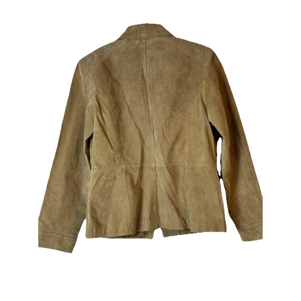 Brandon Thomas 100% Suede Leather Jacket Tan Women's Sz S Boho Western Rodeo - Picture 11 of 16